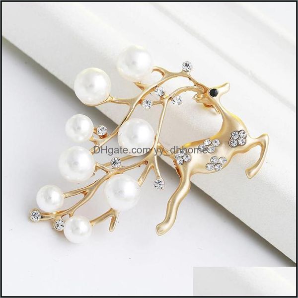 

pins, brooches jewelry jujie fashion crystal pearl deer for women 2021 cute animal brooch pins drop/wholesale drop delivery now, Gray