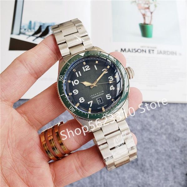

wristwatches luxury men automatic mechanical multicolor dial watch stainless steel green coffee ceramic bezel sapphire sport calendar, Slivery;brown