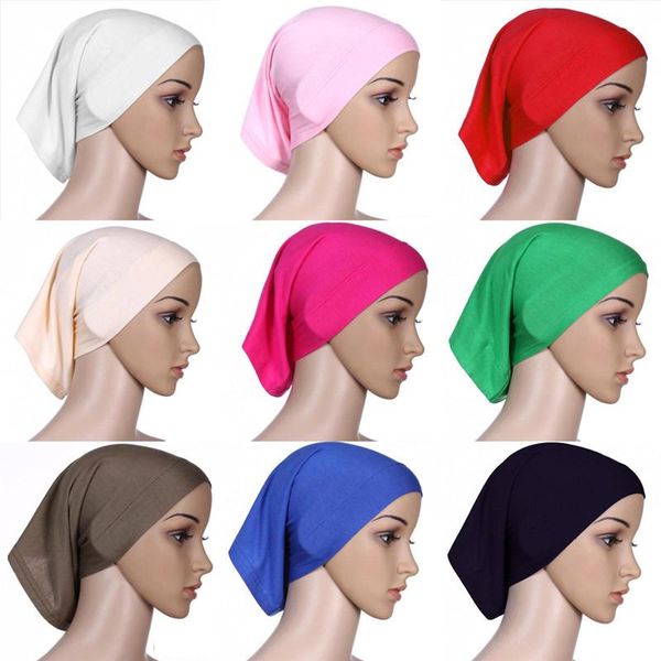 

scarves elastic adjustable muslim islamic arabian hijab tube veil robe abaya inner caps hats modal stretch 9 colors 30x24cm, Blue;gray