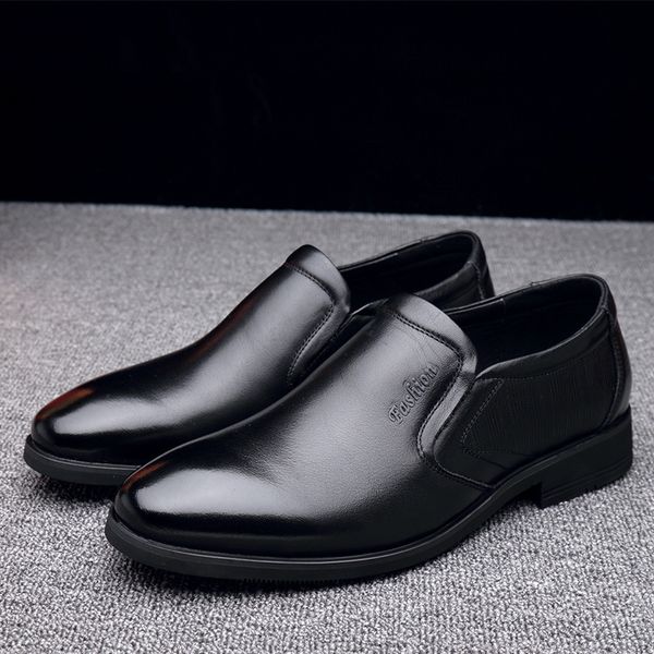 

autumn busins drs leather shoes men's pointed one foot set korean trend, Black