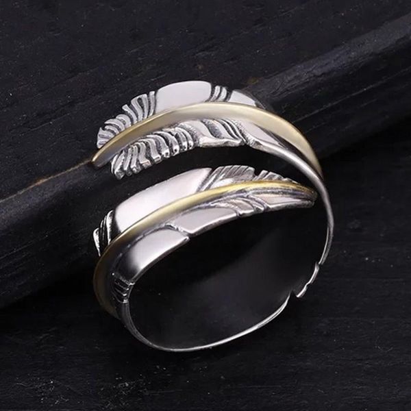 

cluster rings bocai real s925 silver jewelry open couple man and women's tail feathers individual 2021 fashion single woman ring, Golden;silver