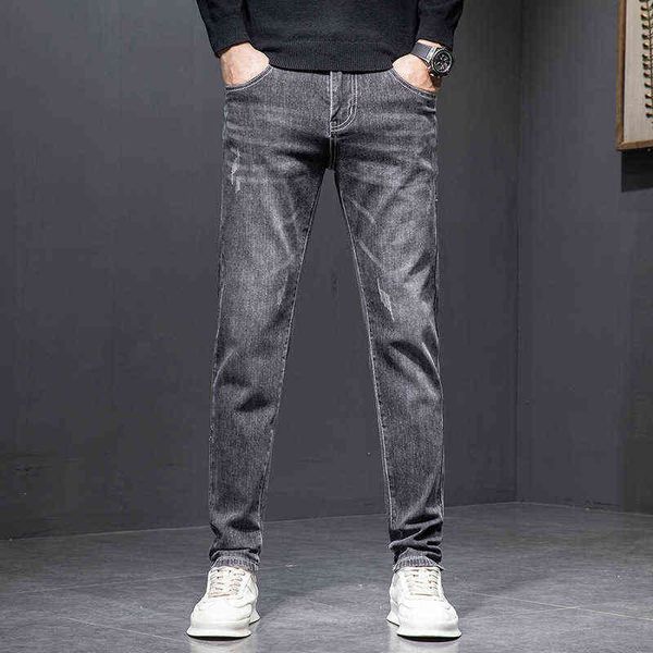

men's jeans 2021 jeans elastic korean long pants medium waist casual autumn leggings men's pants fashion, Blue