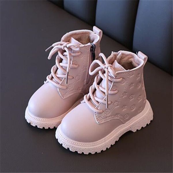 

autumn new children martin boots pu leather winter shoes kids boys girls fashion side zipper ankle boot, Black;grey