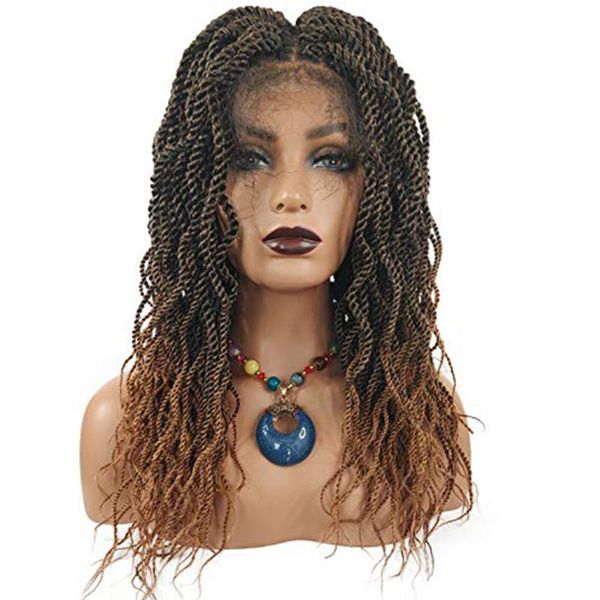 

synthetic wigs long lace front women crochet braided wig ombre honey blonde, Black