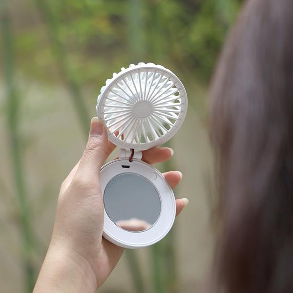 

rechargeable outdoor portable fan make-up mirror can hang neck student dormitory girls cute small electric fans