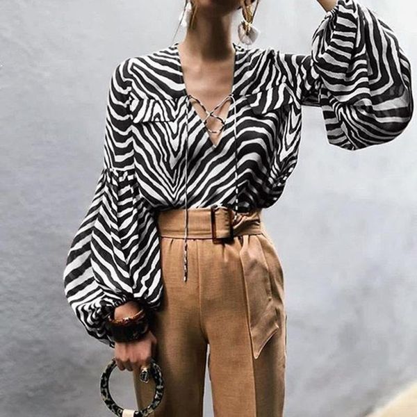 

women's blouses & shirts blouse long sleeve leopard print vintage turn down collar lady office shirt tunic casual loose plus size, White