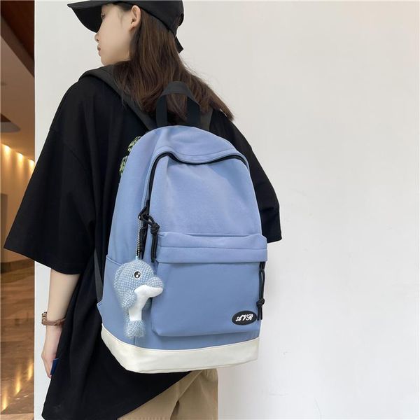 

backpack simple female women school bag for teenage girl casual shoulder solid color rucksack quality travel