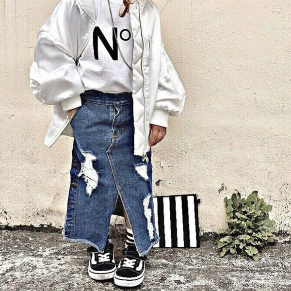 

skirts ankrt baby girls soft denim cotton cowboy's broken longuette with kids summer all-match jeans, Blue