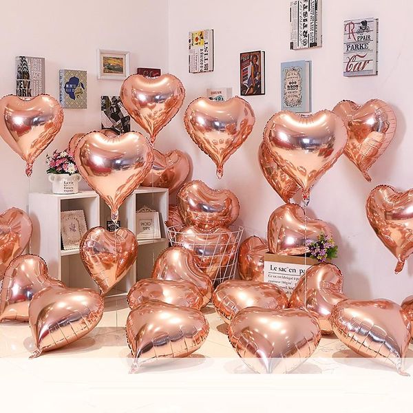 

party decoration 5pcs multi rose gold heart foil balloons helium birthday decorations kids wedding valentine's day ballons 098