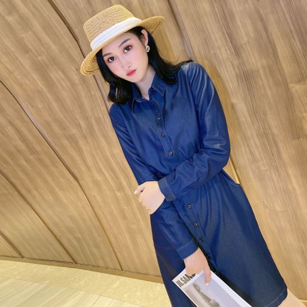 

women's clothing work dresse denim skirt long classic waterproof british high-end english style autumn winter solid color casual g03, White;black