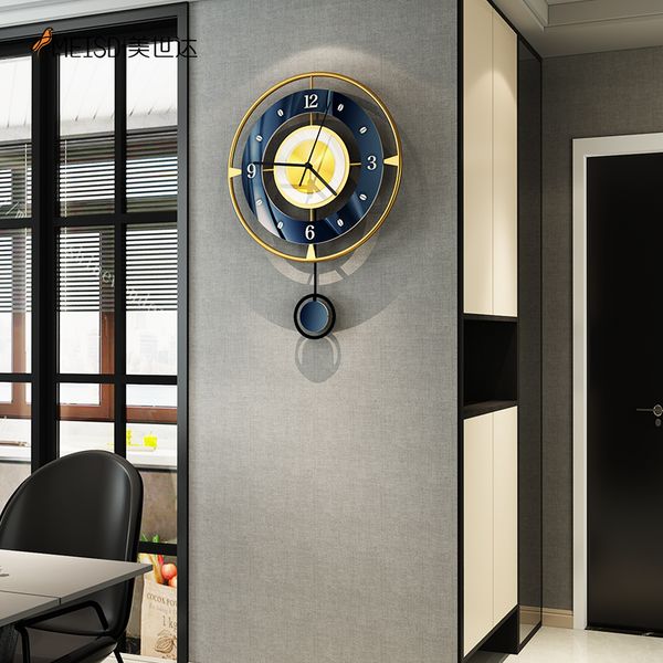 Relógio de parede Decoração de casa sala de estar moderno quarto quarto relógios decorativos painéis de ferro forjado silencioso pêndulo tradicional