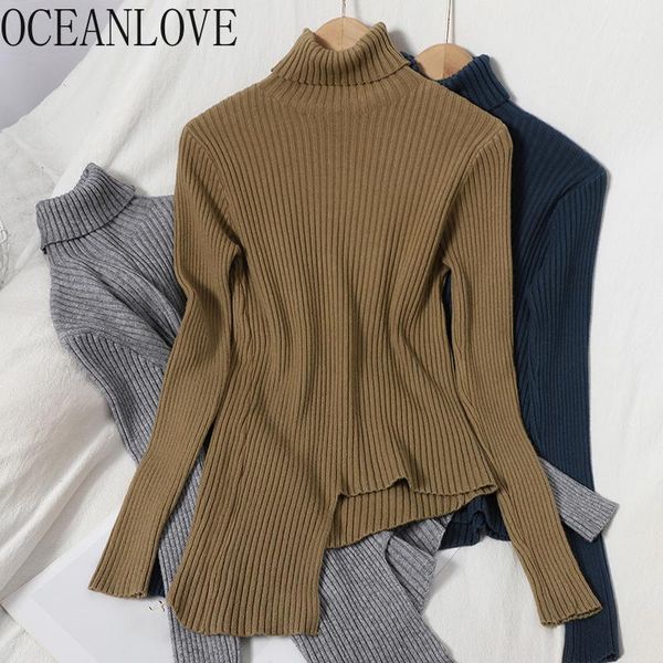 

solid turtleneck woman sweaters stretch irregular slim autumn mujer sueteres 2021 winter clothes pull femme 19268 women's, White;black