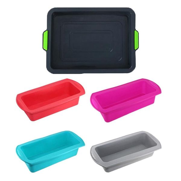 

pcs square silicone baking tray mold pan cake grey & 4pcs rectangular tools pastry