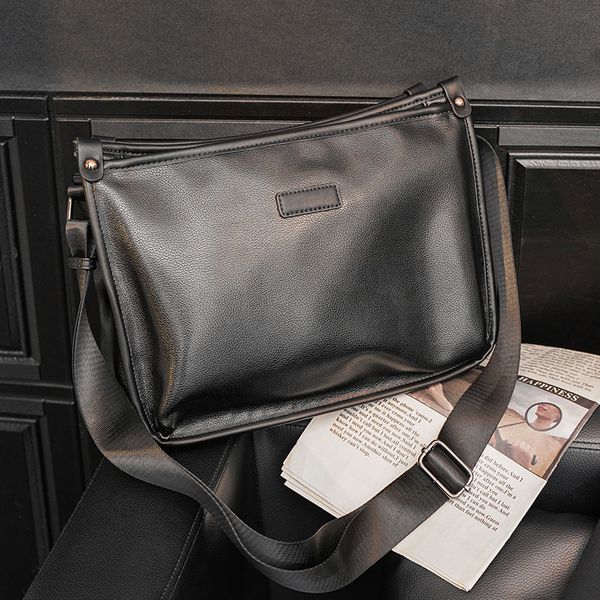

bag handbag single shoulder leisure men's messenger fashion brand large capacity business simple, Black;red