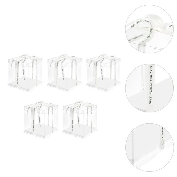 

gift wrap 5pcs square baking dessert box cake storage transparent holding case