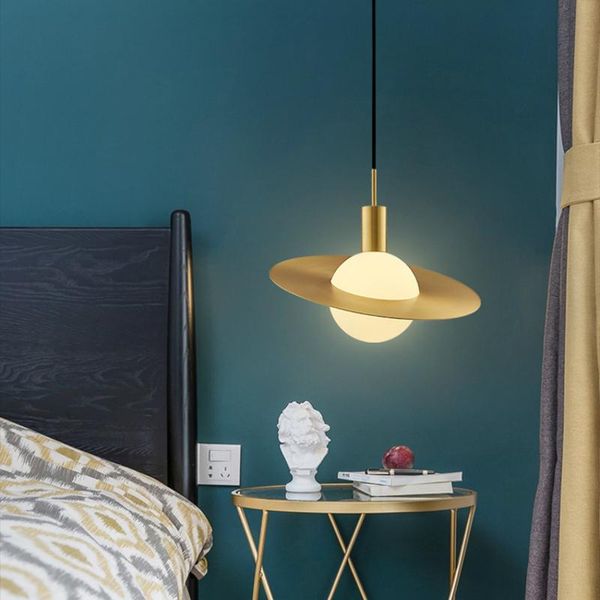 

pendant lamps modern glass ball lamp led nordic gold hanging lighting planet bedroom bedside moon fixture home decoration indoor light