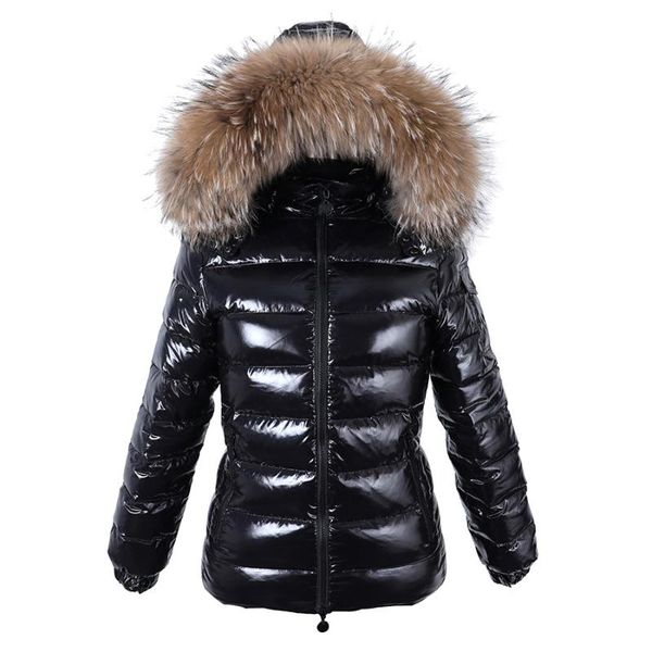 

women's fur & faux women real white duck down lining coat maomaokong winter waterproof jacket natural raccoon collar warm black