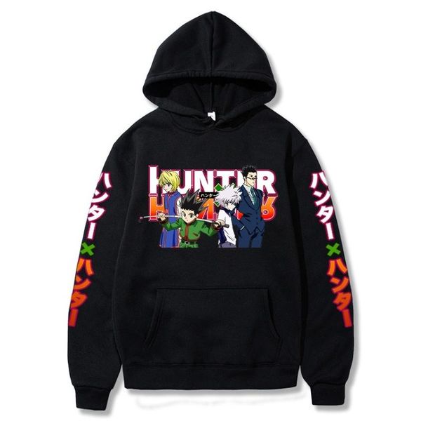 

men's hoodies & sweatshirts x killua leorio kurapika gon hisoka and neferpitou long sleeve hoodie harajuku, Black