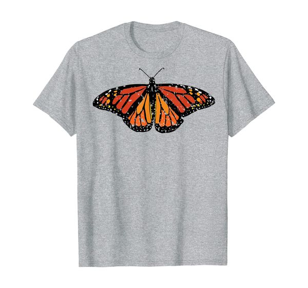

monarch butterfly distressed t-shirt, White;black