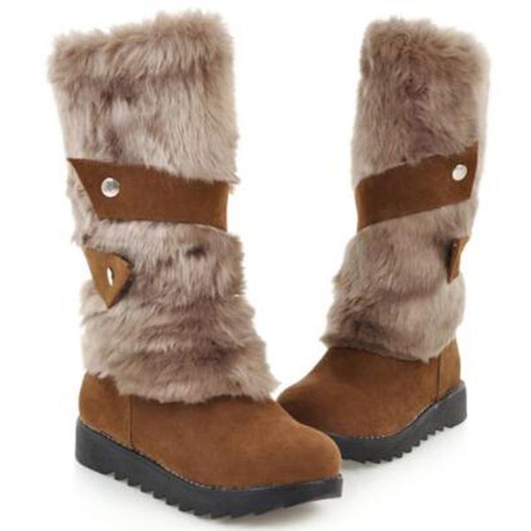 

boots women winter flock shoes ladies fashion snow thigh high suede mid-calf, Black