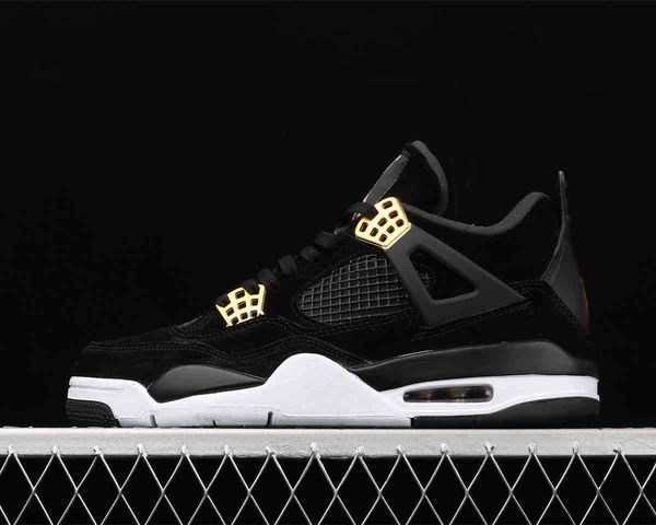 

royalty jumpman 4 4s fashion shoe black gold mens womens basketball shoes