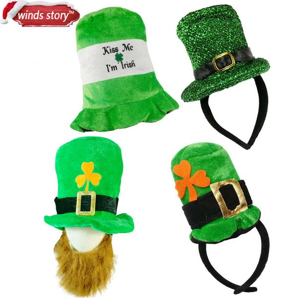 

saint patrick costume leprechaun hat beard accsory cap headband ireland clover green party irish hats st patrick's day
