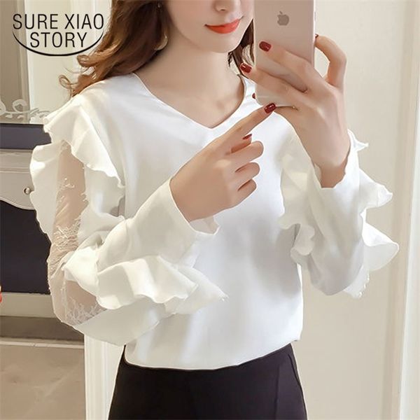 

fashion woman blouses long sleeve ol women shirt ladies chiffon blusas femininas 0566 40 210506, White