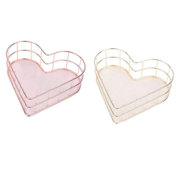 

storage baskets metal wire mesh organizer storage, heart shaped basket, earrings trinket fruit tray