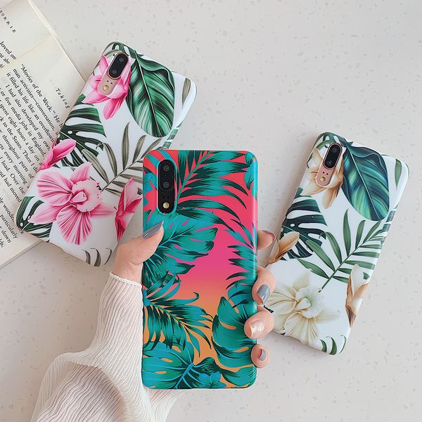 

retro flowers banana leaf phone case for huawei p20 p30 pro lite soft imd cases for huawei mate 20 lite pro back cover
