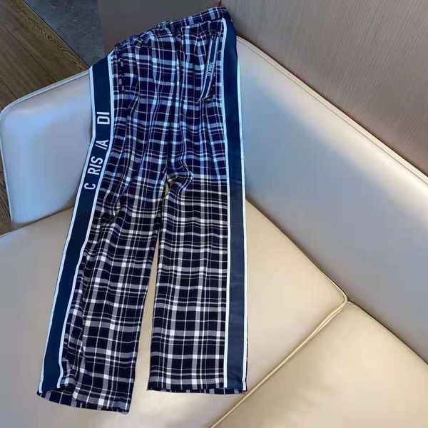 

2021 autumn new fashion plaid letter embroidery casual loose slim youth vitality straight pants, Black;white
