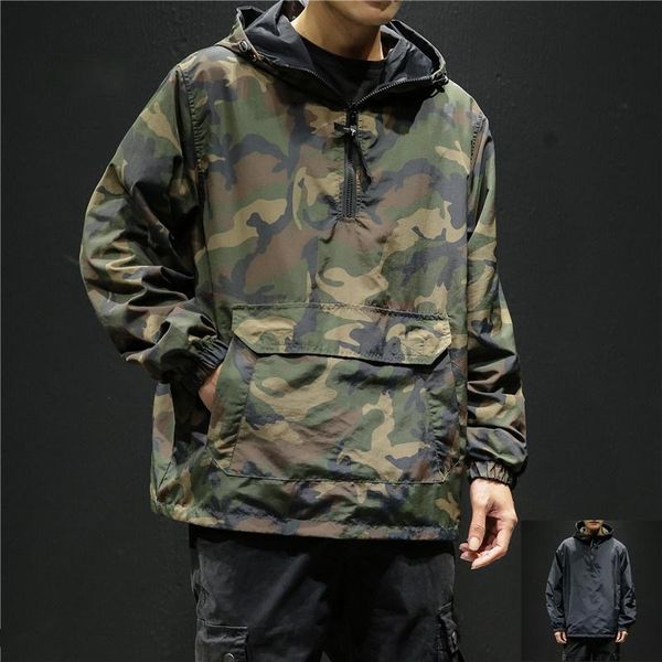 

men's hoodies & sweatshirts wear on both sides black streetwear military camouflage jacket men korean style fashions sweatshirt harajuk
