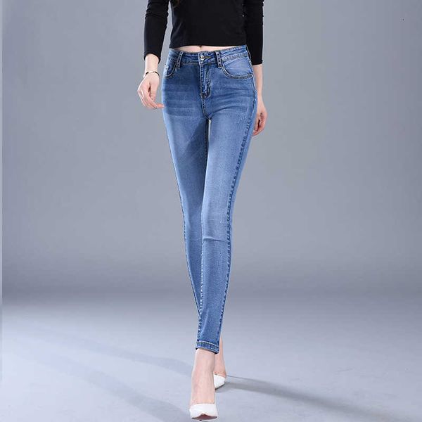 

women's jeans high waist stretch jeans women casual fashion all-match quality devp, Blue