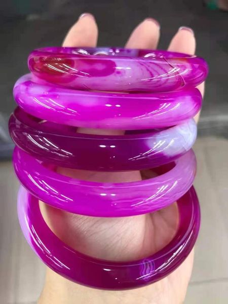

bangle 2021 real natural chalcedony violet bracelets women handcarved jade jewelry jadeite bangles agate gift bracelet, Black