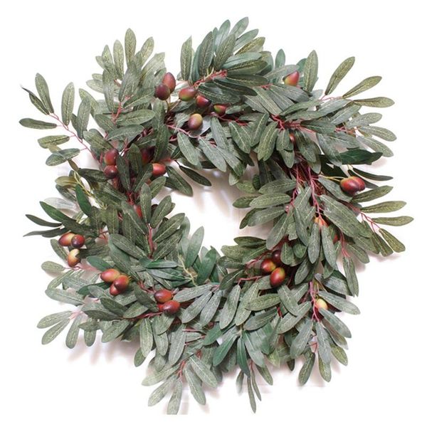 

decorative flowers & wreaths artificial olive leaf wreath for front door, wall, wedding, home, spring and summer decorations