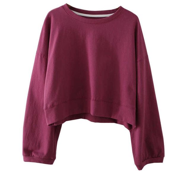 

crewneck women sweatershirts casual jumper coat hoodies female long sleeve pullover solid crop sport women's & sweatshirts, Black
