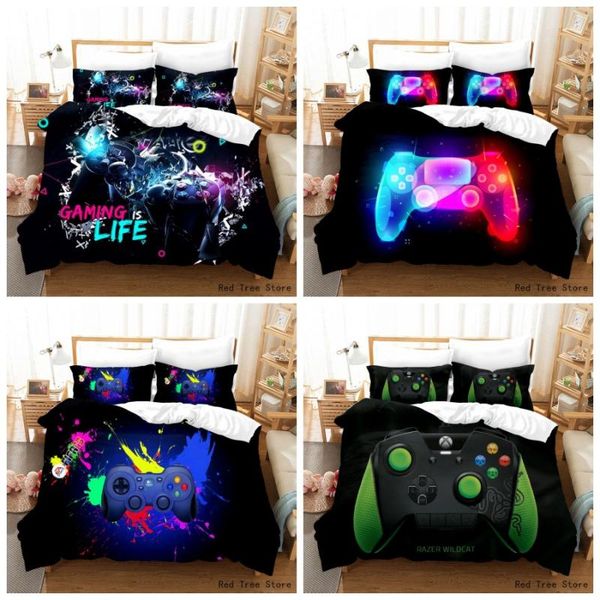 

bedding sets spring season kids cartoon set play games printed duvet cover gamepad bedspread no sheet 140*210cm size boy men bed line