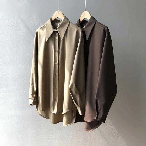 

hxjjp spring autumn women casual shirts turn-down collar long sleeve ol style loose blouses female 210607, White
