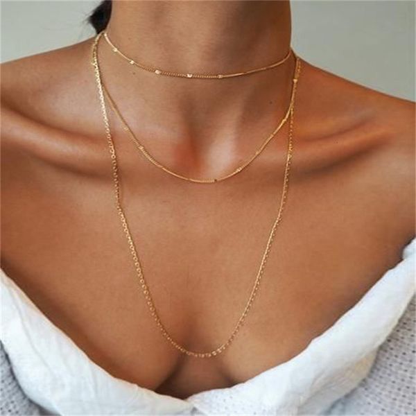 

necklace creative simple multi-layer three-layer necklace for women, Silver