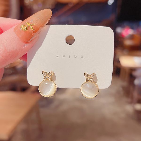 

wholesale price classic design studs titanium steel screw with drill earrings semi-circular opening with drill earrings for women gift 2k9, Golden;silver
