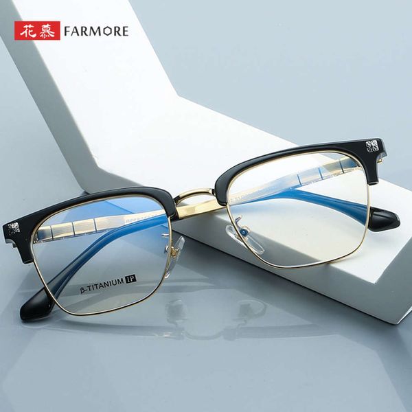 

titanium huamu pure spectacle frame can be equipped with myopia , blue light proof s, large ,, Silver