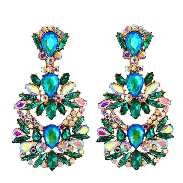 

crystal drop dangle earrings colorful rhinestone drop earring luxury ear ring jewelry accessories for women, Silver