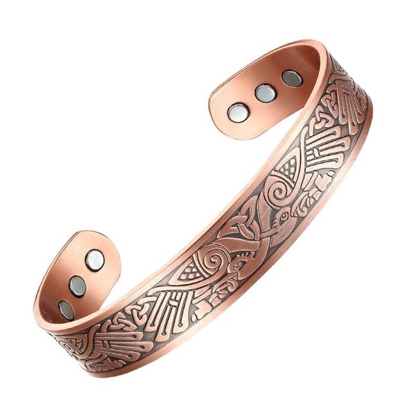 

bangle pure copper bracelet adjustable 15mm wide health energy bangles benefits cuff bracelets bird engrave for men, Black