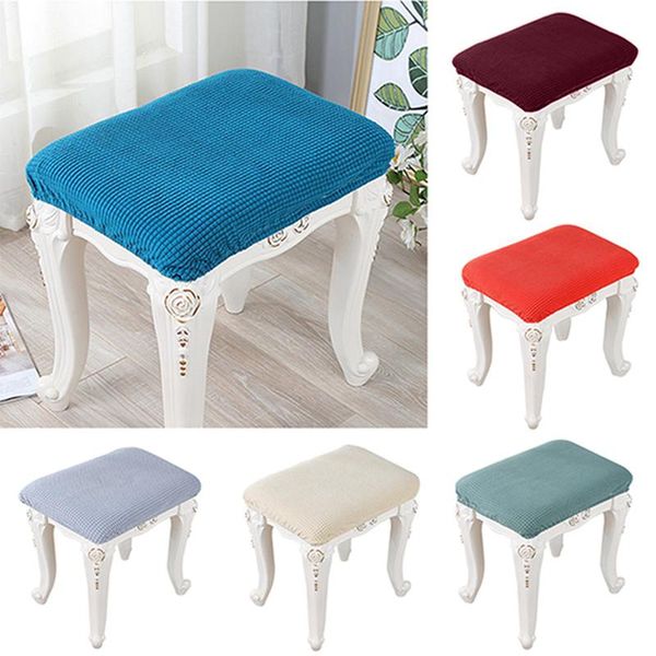 

solid color jacquard stool chair covers seat protector for bedroom square dust proof cover removable