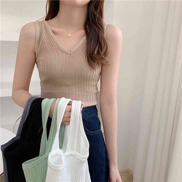 

fashion summer v-neck beauty back sling sports vest outer wear bottoming inner strap bra short sleeve women 210512, White