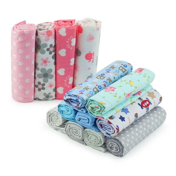 

4 pieces/batch of plain weave cotton flannel baby soft born blanket diaper wrap stroller cover game mat 220209