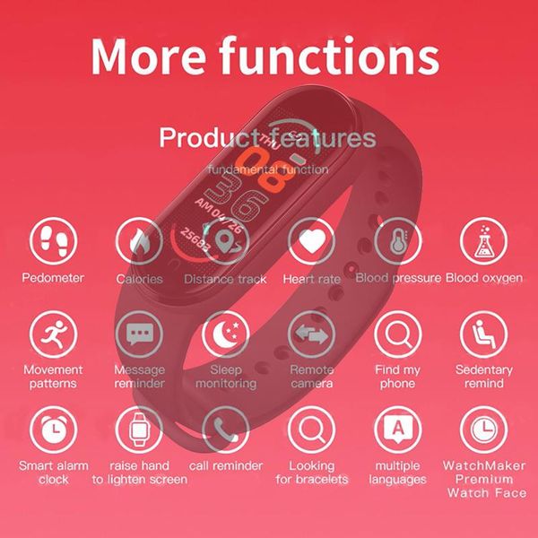 

smart wristbands m6 bracelet waterproof fitness tracker heart rate monitor pedometer sports watch fashion wristband