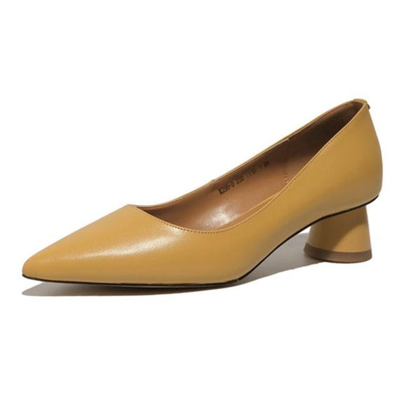 

dress shoes 2021 women's made of genuine leather med heels ladies pumps est wedding party for women, Black