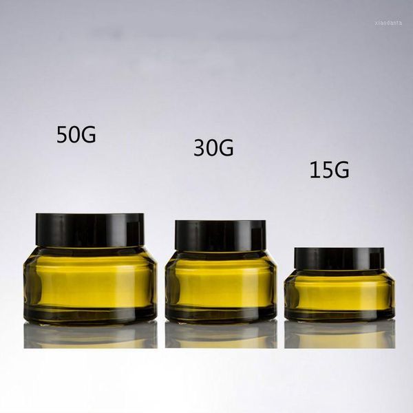 

storage bottles & jars 50pcs green glass cream eye jar mask bottle cosmetic packaging container 15g 20g 30g