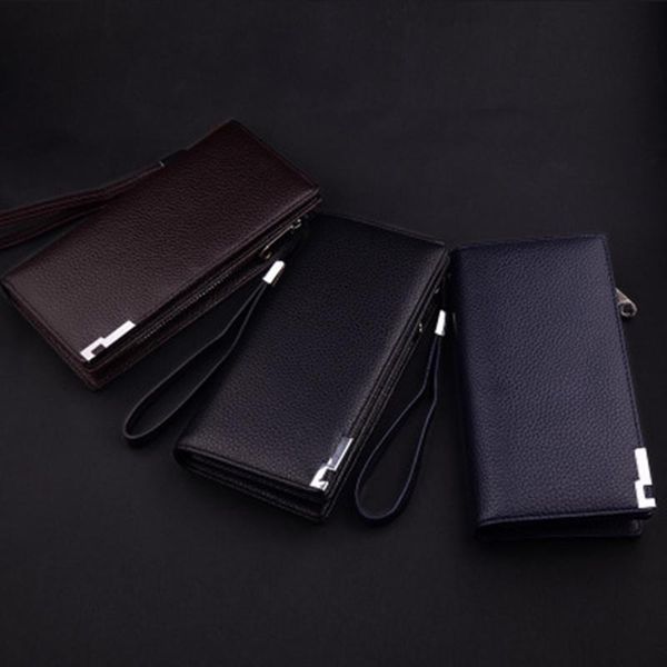 

style wallet men lock long coin pocket passport card holder cell phone, Red;black