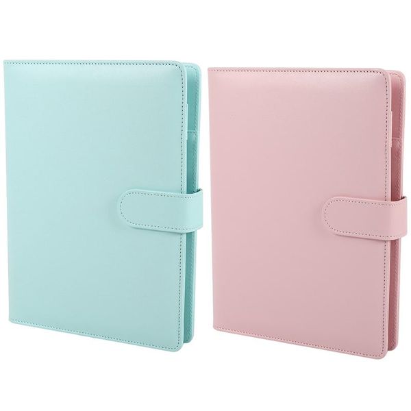 

2x a5 leather loose leaf refill notebook cover spiral binder planner ,notebook cover, green & pink notepads, Purple;pink